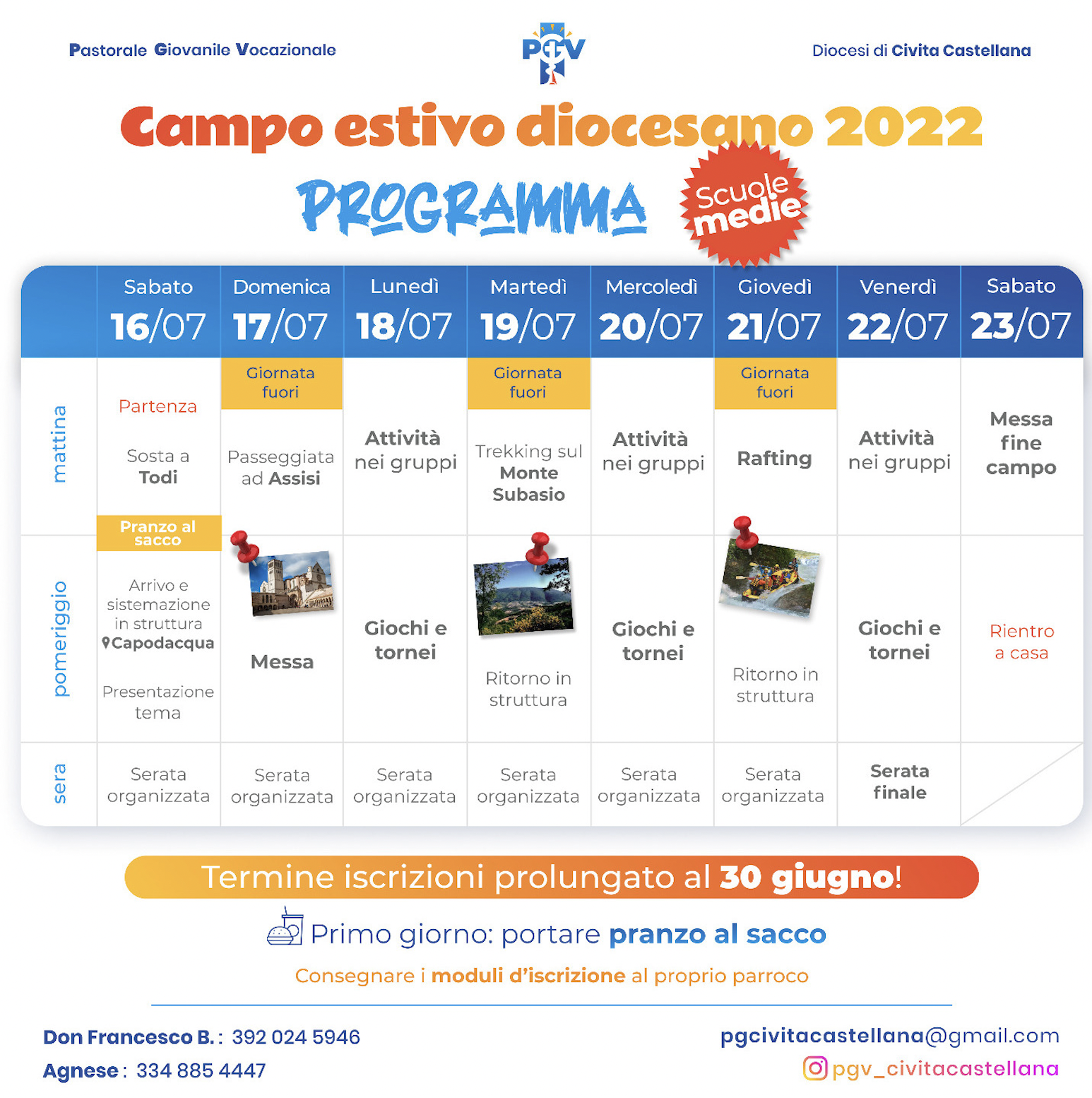 Programma Campo estivo Diocesano delle medie